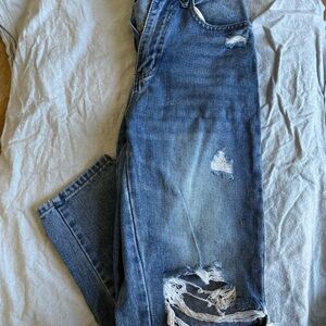 Distressed Blue Jeans
